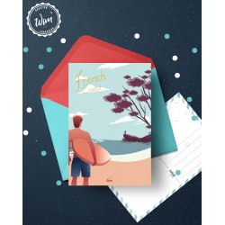 Carte postale "surfeur sur la French coast"