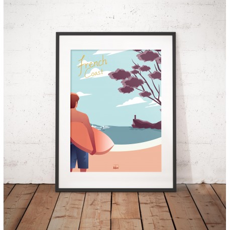 Affiche "surfeur sur la French coast"